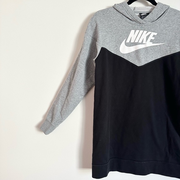 Nike Sportswear Heritage Black Gray Hoodie Dress - Picture 10 of 16
